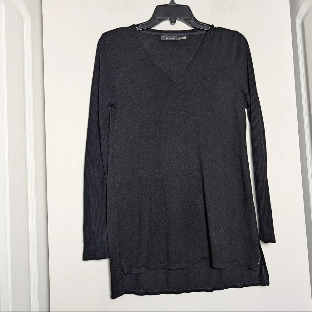 Natori Sweater ulla rib knit lounge tunic sz S v neck light weight sweater